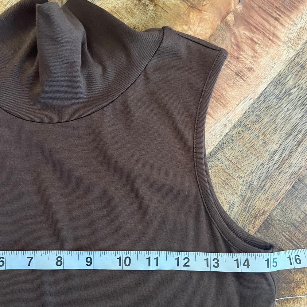 Naked Zebra Chocolate Brown Mock Turtleneck Midi Dress Mixed Media NWT M - Picture 6 of 8